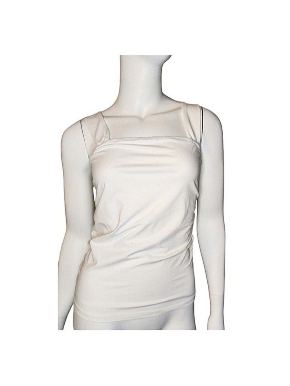 Trendy Queen Women's White Square Neck Sleeveless Tank Top Size S